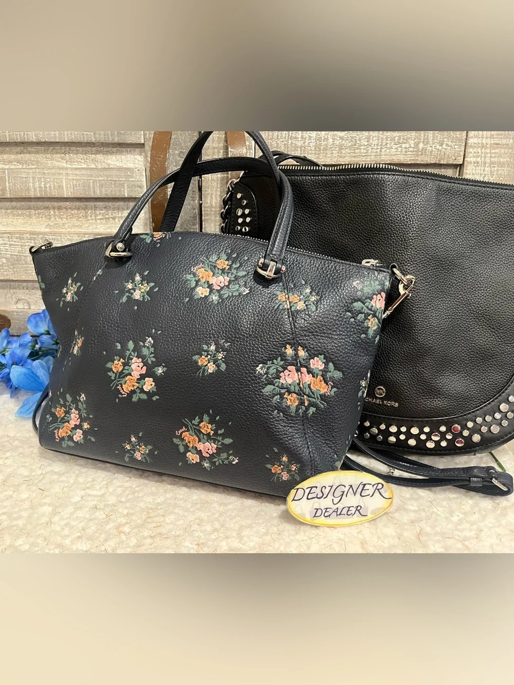COACH Prairie Satchel Rose Bouquet Midnight Blue 91603